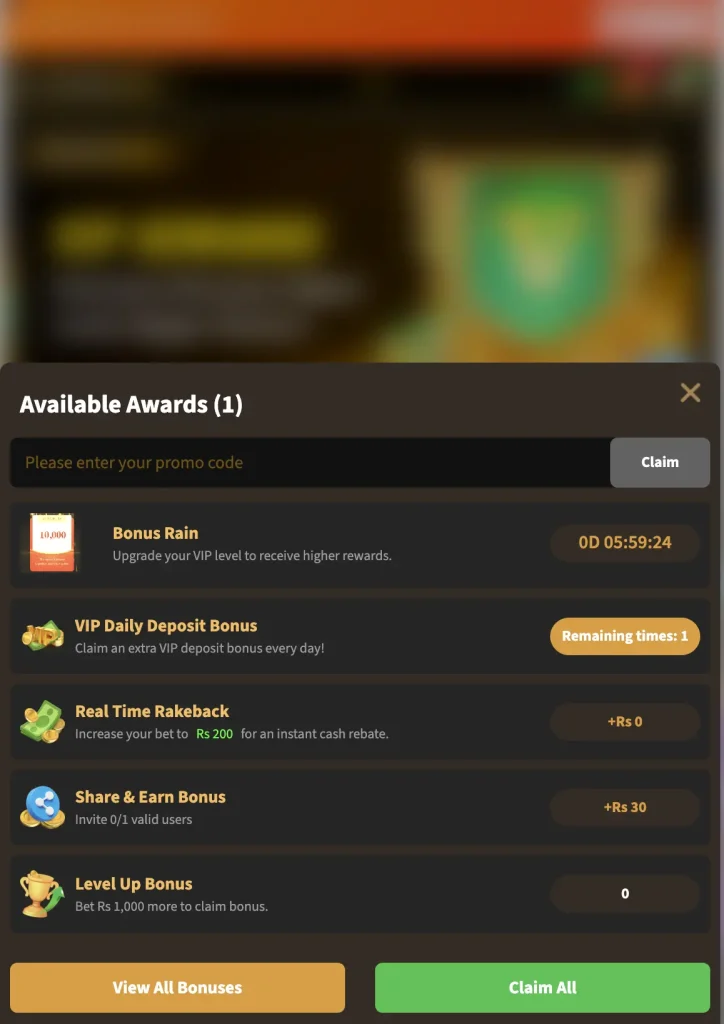 Available Bonuses and rewards on 2JAYBET Game